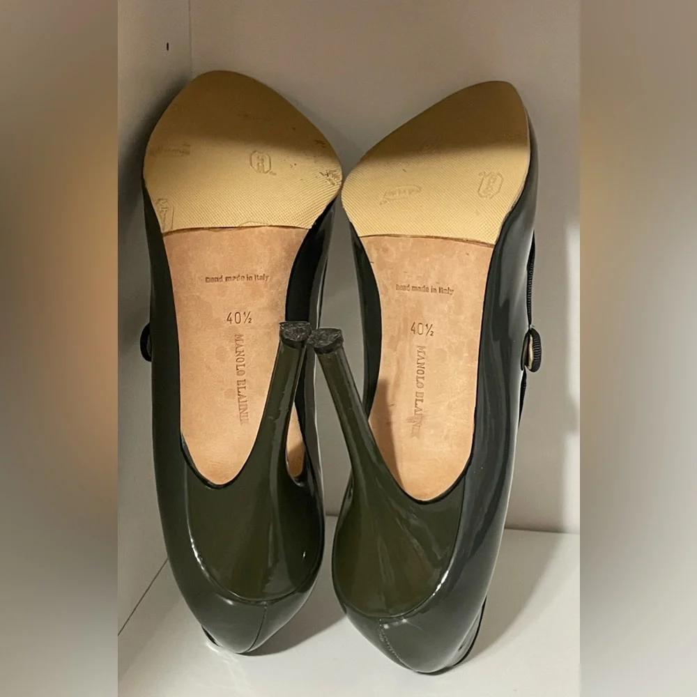 VGUC Manolo Blahnik Green Campy Mary Janes Size EU 40.5/9.5 - Picture 9 of 16